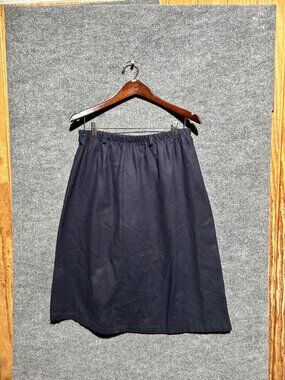 Vintage New Attitude Skirt Womens Large Blue Twill A-Line Midi Elastic Waist